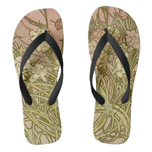 Art Nouveau Alfonse Mucha Bloemanjer bloemen Teenslippers (Voetbed)