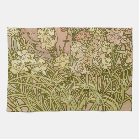 Art Nouveau Alfonse Mucha Bloemanjer bloemen Theedoek (Horizontaal)