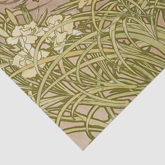 Art Nouveau Alfonse Mucha Bloemanjer bloemen Tissuepapier (Detail)