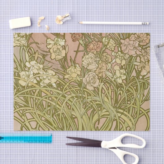 Art Nouveau Alfonse Mucha Bloemanjer bloemen Tissuepapier (Craft)