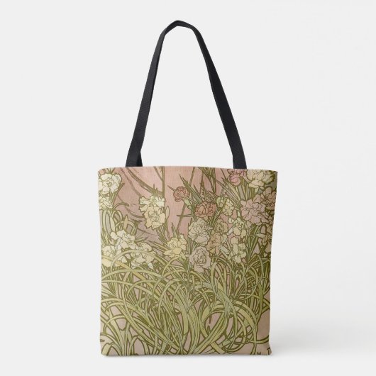 Art Nouveau Alfonse Mucha Bloemanjer bloemen Tote Bag (Achterkant)