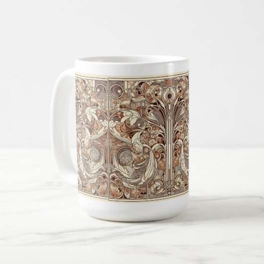 Art Nouveau All Over Patroon Koffiemok (Voorkant links)