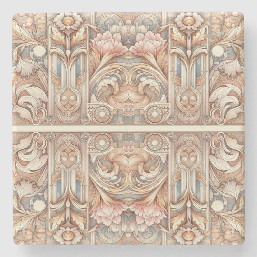 Art Nouveau All Over Patroon Stenen Onderzetter (Voorkant)