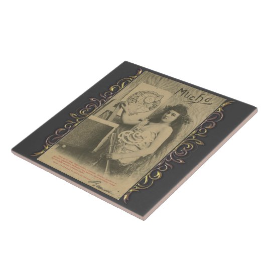 Art nouveau Alphonse mucha art model Tegeltje (Zijkant)
