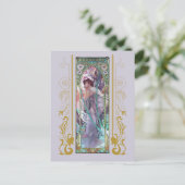 Art Nouveau Alphonse Mucha Avondbeschouwing Briefkaart (Staand voorkant)