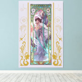Art Nouveau Alphonse Mucha Avondbeschouwing Canvas Afdruk (Insitu (Houten vloer))