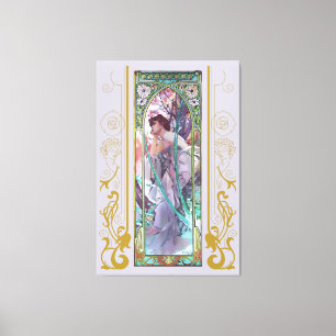 Art Nouveau Alphonse Mucha Avondbeschouwing Canvas Afdruk