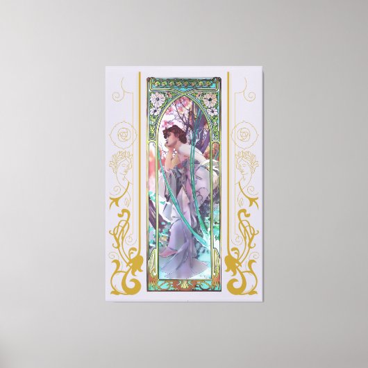 Art Nouveau Alphonse Mucha Avondbeschouwing Canvas Afdruk (Voorkant)