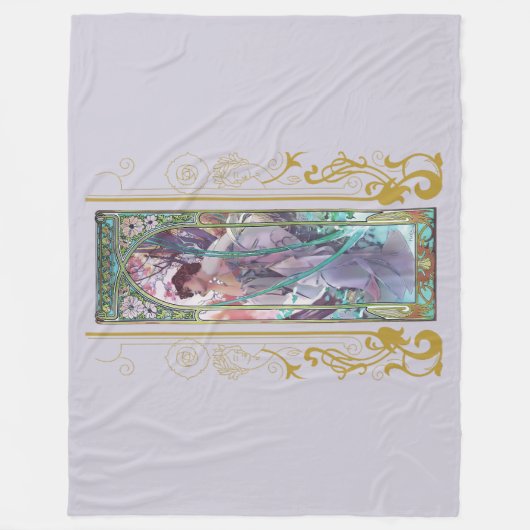 Art Nouveau Alphonse Mucha Avondbeschouwing Fleece Deken (Voorkant)