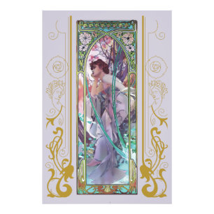Art Nouveau Alphonse Mucha Avondbeschouwing Foto Afdruk