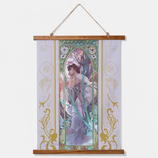 Art Nouveau Alphonse Mucha Avondbeschouwing Hangend Wandkleed (Voorkant)