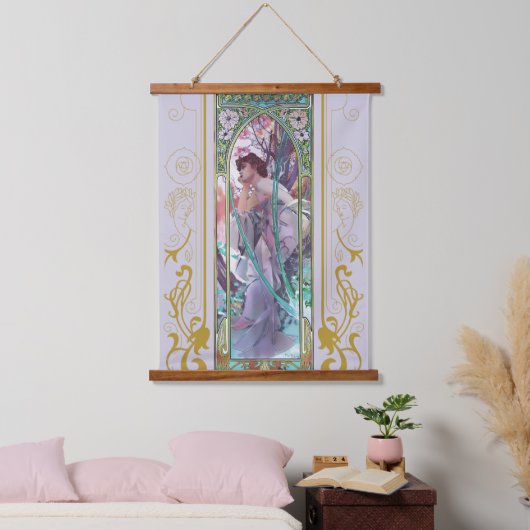 Art Nouveau Alphonse Mucha Avondbeschouwing Hangend Wandkleed (Slaapkamer)