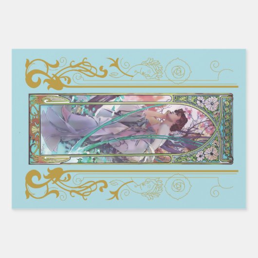 Art Nouveau Alphonse Mucha Avondbeschouwing Inpakpapier Vel (Voorkant 3)