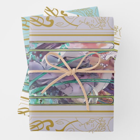 Art Nouveau Alphonse Mucha Avondbeschouwing Inpakpapier Vel (In situ)