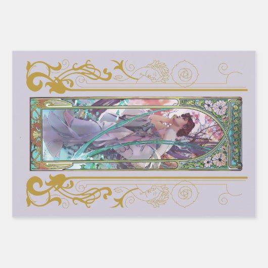 Art Nouveau Alphonse Mucha Avondbeschouwing Inpakpapier Vel (Voorkant)