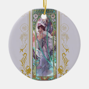 Art Nouveau Alphonse Mucha Avondbeschouwing Keramisch Ornament