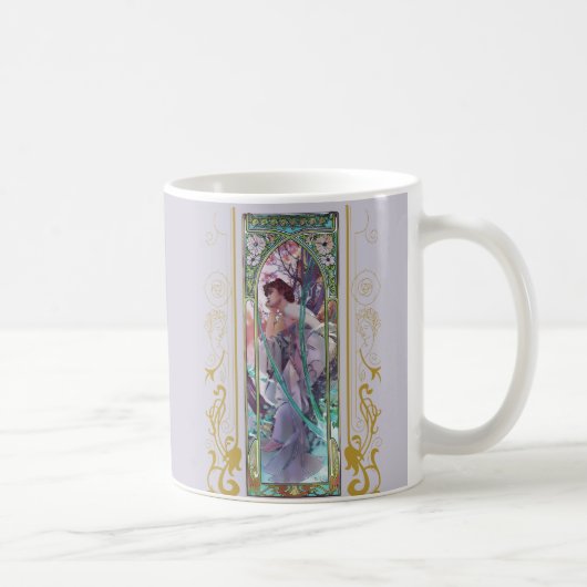 Art Nouveau Alphonse Mucha Avondbeschouwing Koffiemok (Rechts)