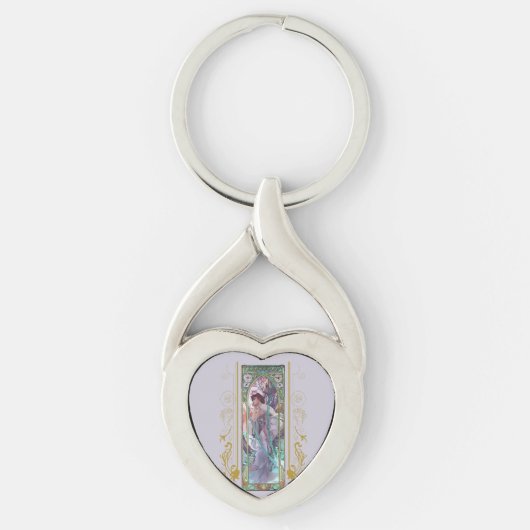 Art Nouveau Alphonse Mucha Avondbeschouwing Sleutelhanger (Voorkant)