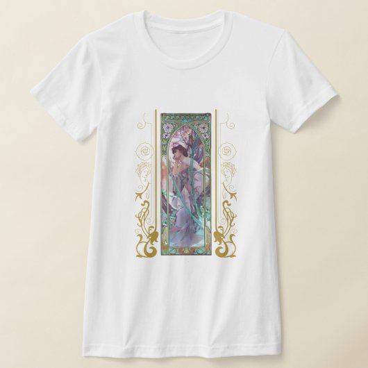 Art Nouveau Alphonse Mucha Avondbeschouwing T-shirt (Laagn)