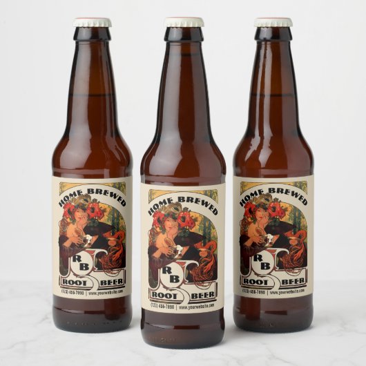 Art Nouveau Alphonse Mucha Bier Etiket (Flessen)