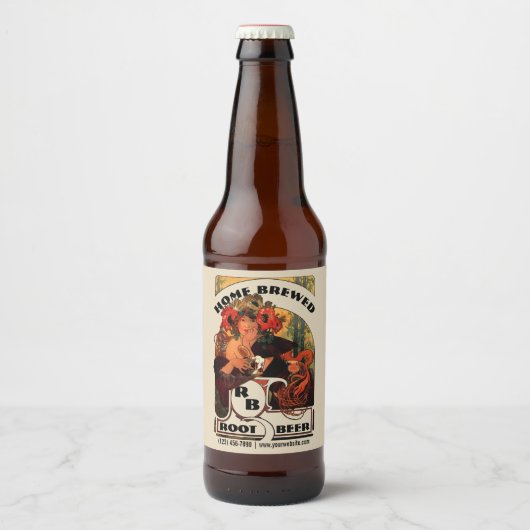 Art Nouveau Alphonse Mucha Bier Etiket (Voorkant)