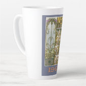 Art nouveau alphonse mucha bloemenkunst 1901 paars latte mok (Linkerhoek)