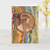 Art Nouveau - Alphonse Mucha Byzantine   Kaart (Gele Bloem)