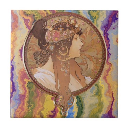 Art Nouveau - Alphonse Mucha Byzantine    Tegeltje (Voorkant)