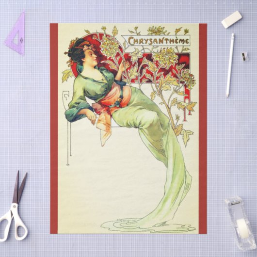 Art nouveau Alphonse Mucha Chrysanthemum herfst Tissuepapier (Craft)