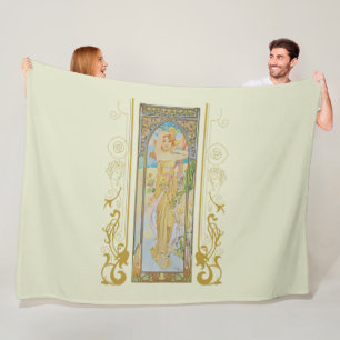 Art Nouveau Alphonse Mucha -De helderheid van de d Fleece Deken