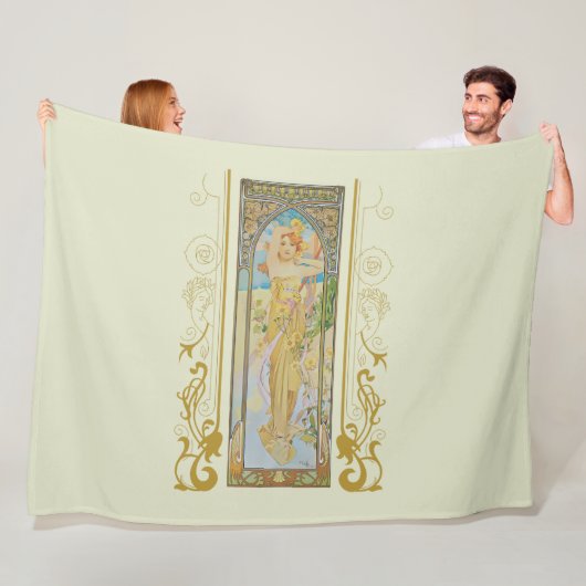 Art Nouveau Alphonse Mucha -De helderheid van de d Fleece Deken (In situ)