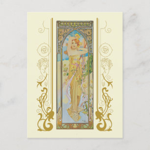 Art Nouveau Alphonse Mucha De Helderheid van de Da Uitnodiging Briefkaart