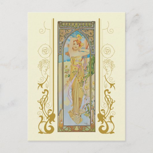 Art Nouveau Alphonse Mucha De Helderheid van de Da Uitnodiging Briefkaart (Voorkant)