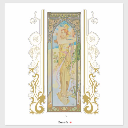Art Nouveau Alphonse Mucha - De helderheid van de  Sticker (Vel)
