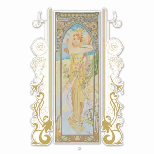 Art Nouveau Alphonse Mucha - De helderheid van de  Sticker (Voorkant)