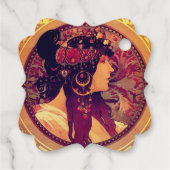 Art nouveau Alphonse Mucha Donna elegant Bedankjes Labels (Achterkant)