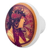 Art nouveau Alphonse Mucha Donna elegant Keramische Knop (Rechts)