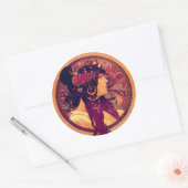 Art nouveau Alphonse Mucha Donna elegant Ronde Sticker (Envelop)