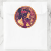 Art nouveau Alphonse Mucha Donna elegant Ronde Sticker (Tas)