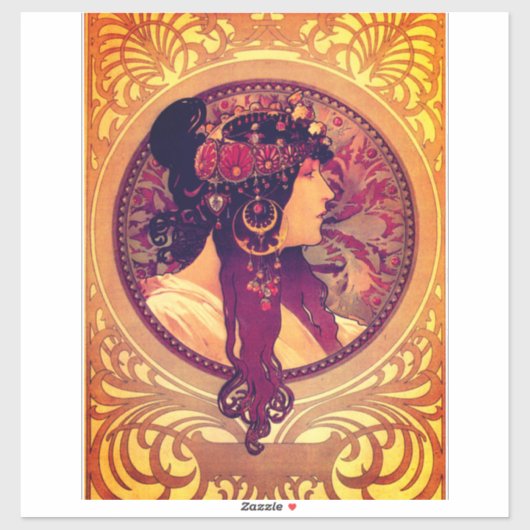 Art nouveau Alphonse Mucha Donna elegant Sticker (Vel)