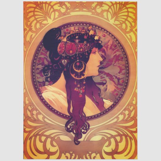 Art nouveau Alphonse Mucha Donna elegant woman Tissuepapier (Voorkant)