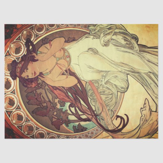 Art nouveau Alphonse Mucha elegant music muse Tissuepapier (Voorkant)