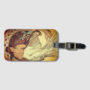Art nouveau Alphonse Mucha elegant woman muse Bagagelabel