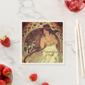 Art nouveau Alphonse Mucha elegante vintage vrouw Servet (Insitu)