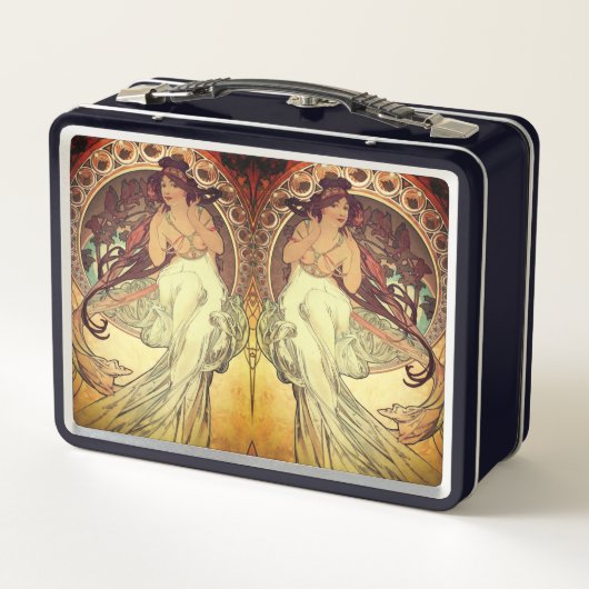 Art nouveau Alphonse Mucha elegante  vrouw (Achterkant)