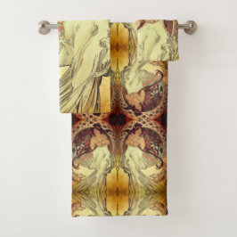 Art nouveau Alphonse Mucha elegante  vrouw Bad Handdoek