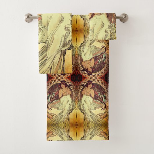 Art nouveau Alphonse Mucha elegante vrouw Bad Handdoek (Insitu)