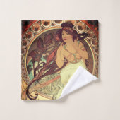 Art nouveau Alphonse Mucha elegante vrouw Bad Handdoek (Wasdoekje)