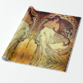 Art nouveau Alphonse Mucha elegante  vrouw Cadeaupapier (Uitgerold)