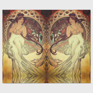 Art nouveau Alphonse Mucha elegante  vrouw Cadeaupapier